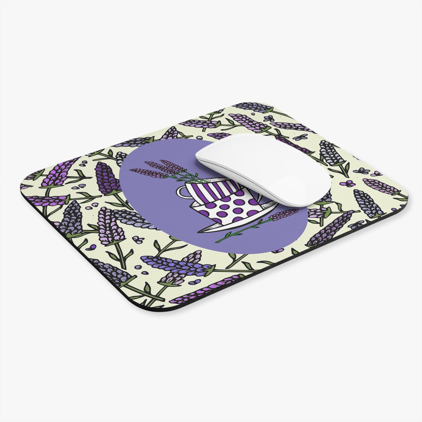Rectangle Mouse Pad - Lavender Tea Cup Design
