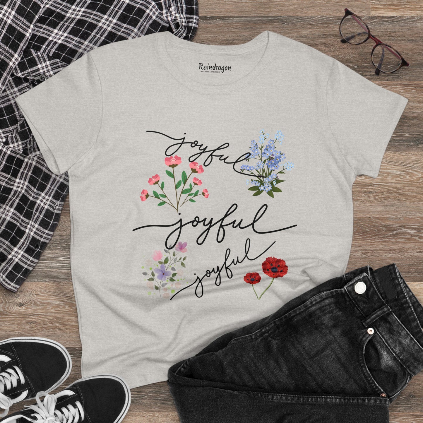 Cotton Tee - Joyful Words and Posies Women's Shirt