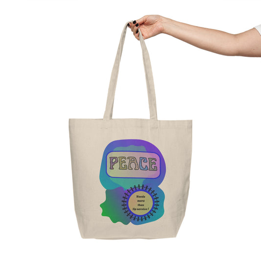 Canvas Tote Bag - Stop Breathe Think Peace Design