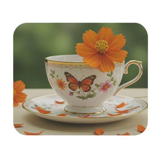 Mouse Pad with Floral Tea Cup Design