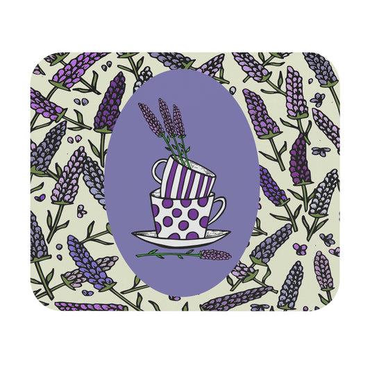 Rectangle Mouse Pad - Lavender Tea Cup Design