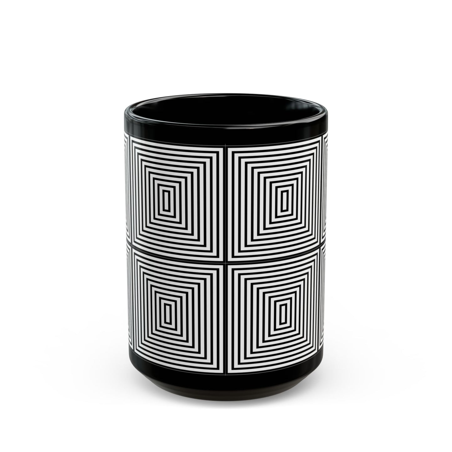 Mesmerizing Black Square Zone Patterned Mug (15oz)