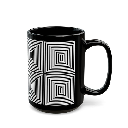 Mesmerizing Black Square Zone Patterned Mug (15oz)