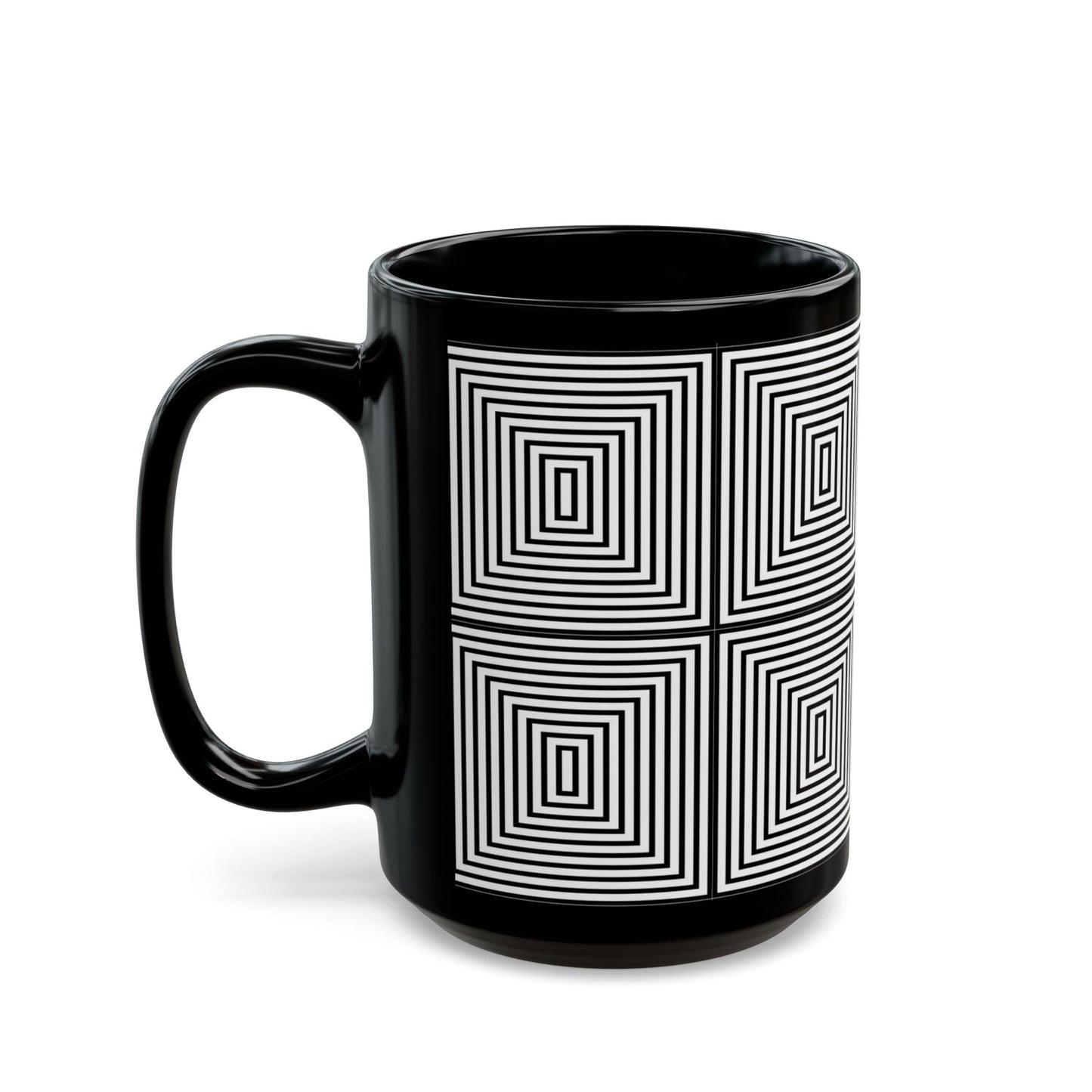 Mesmerizing Black Square Zone Patterned Mug (15oz)