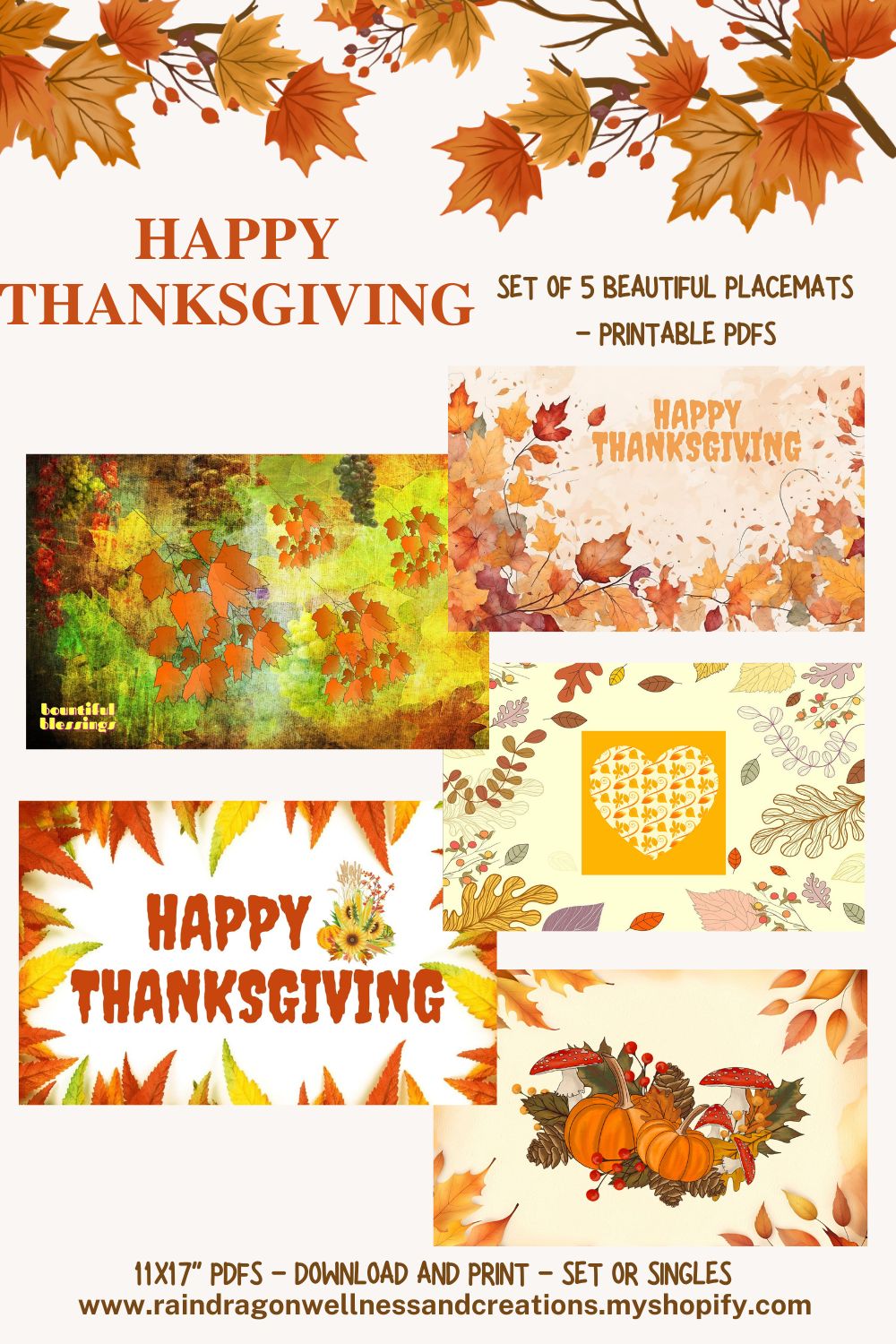 Thanks Mats Color Set of 5 - Printable PDFs 11x17